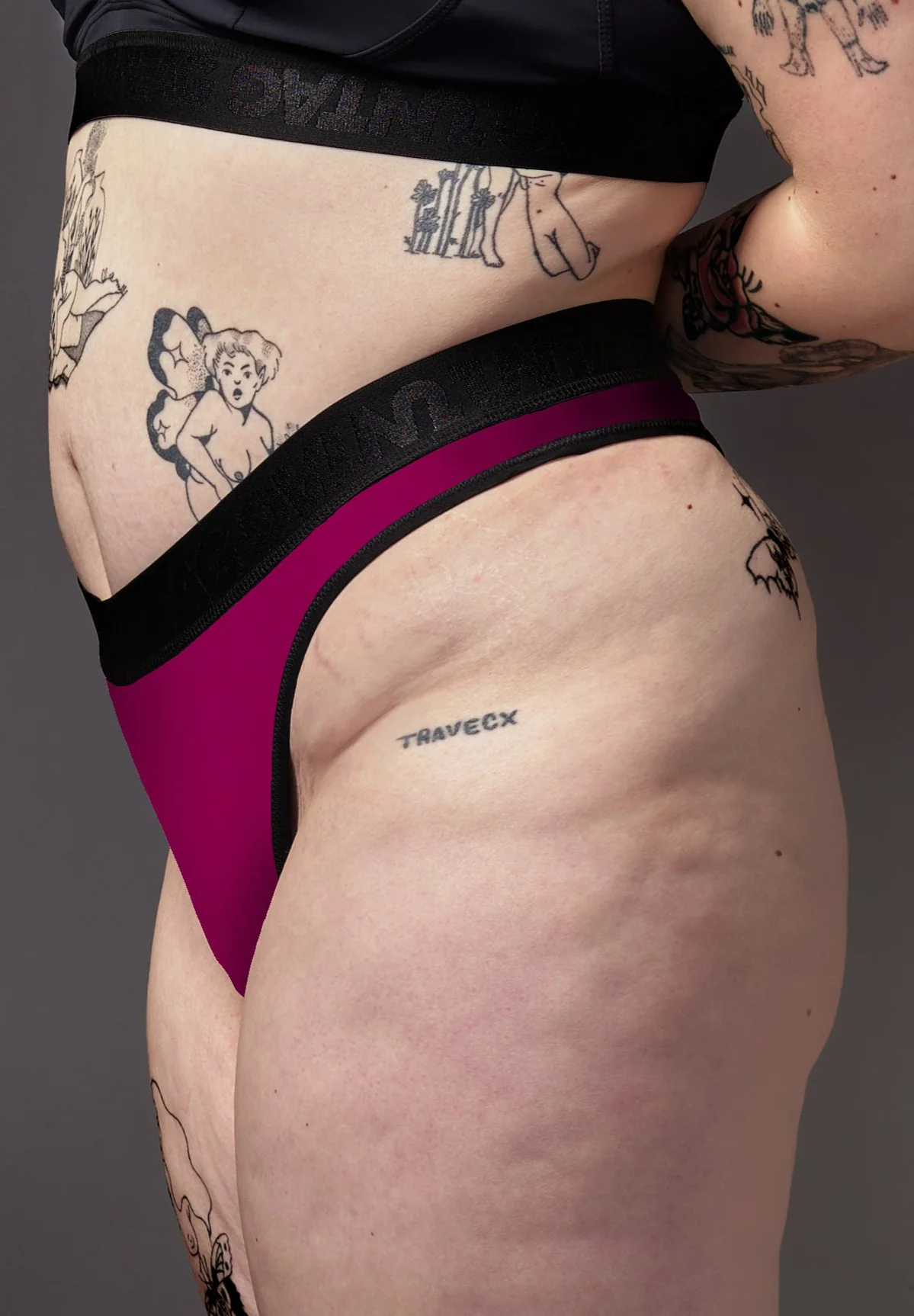 High Waisted Tucking Thong hot pink